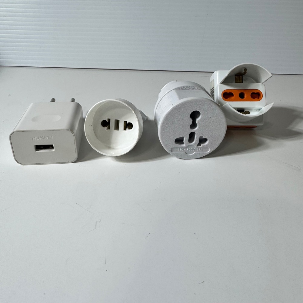 Lot of 4 Travel Plug Adapters Universal EU Italy Type L Huawei USB Wall Charger